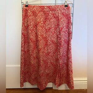 LOFT Red Printed Midi Skirt – Size 0P